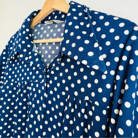 Vintage Lane Bryant blue Polka Dot Button-Up Shirt - Picture 3 of 10